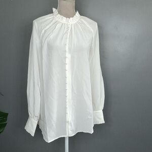 Catherine Malandrino White Ruffled Blouse